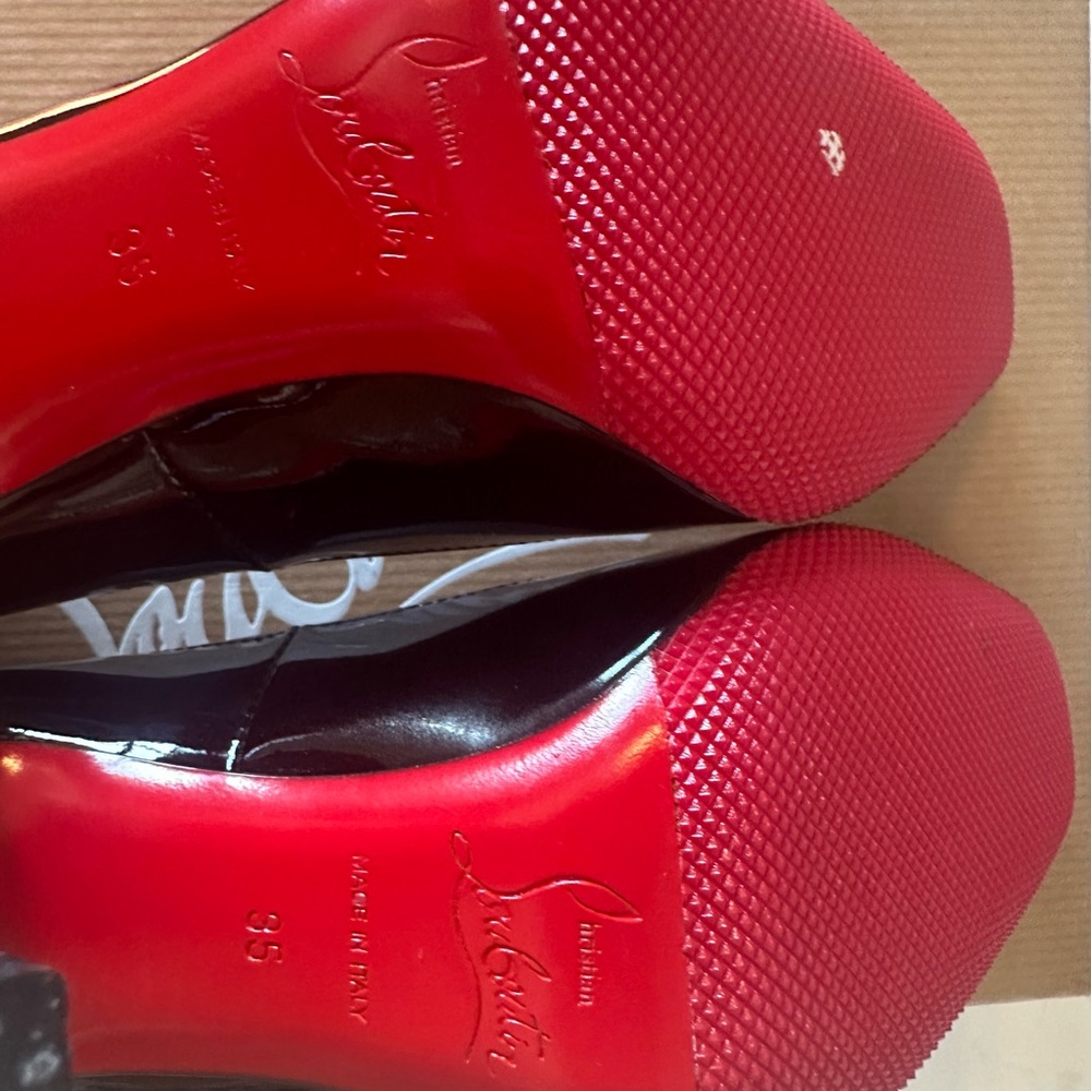 RARE, square toe Christian Louboutin red bottom heels. - Picture 5 of 9